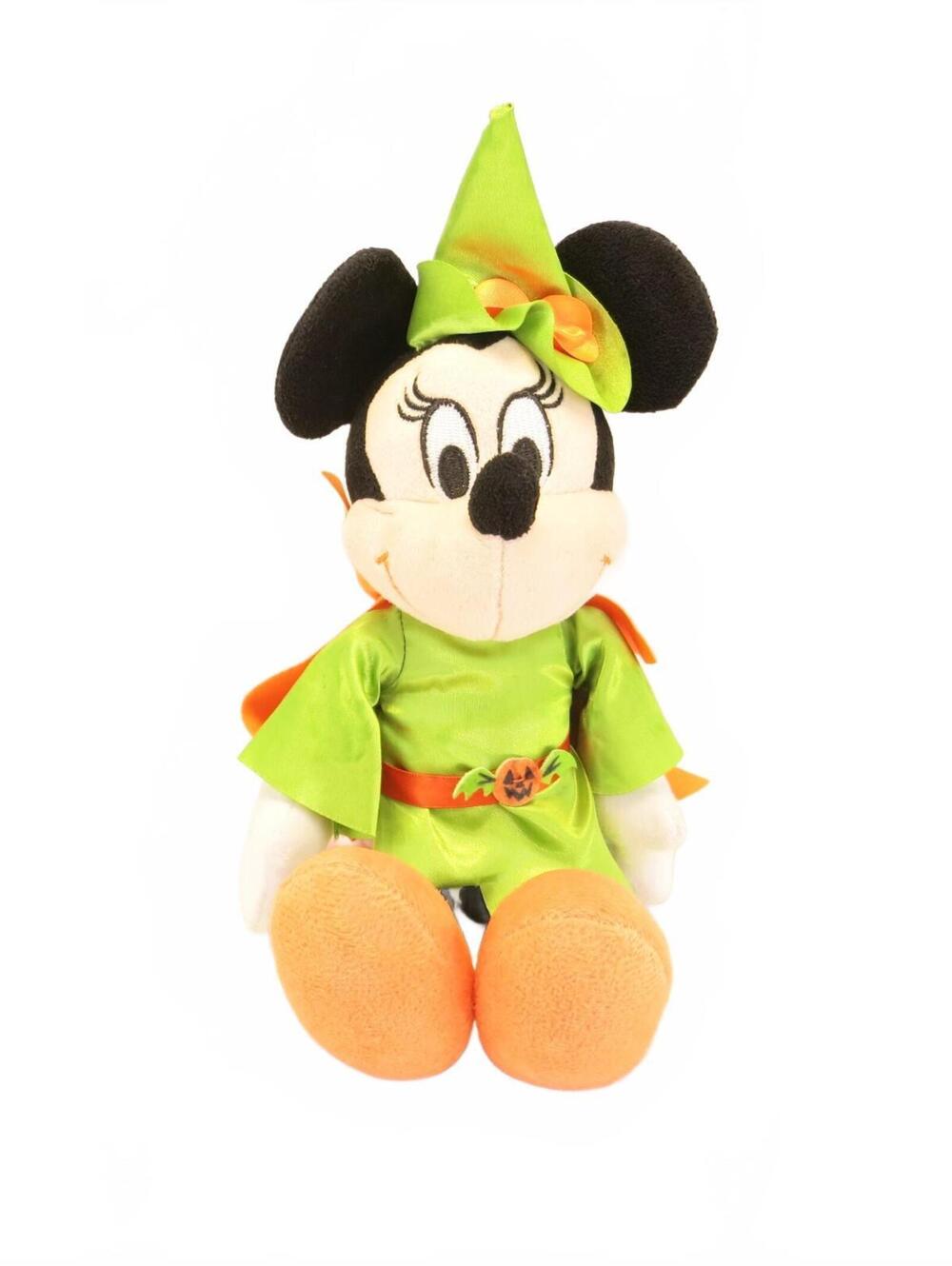 Halloween Disney Minnie Mouse In Witch Costume Orange Green W/ Cape Plush 10”
